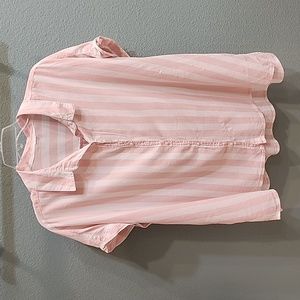 Button Down Blouse Pink and White Size XXL